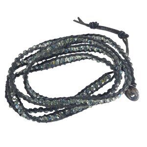 Victoria Emerson Wrap Bracelet Black Leather Adjustable Closure boho jewelry